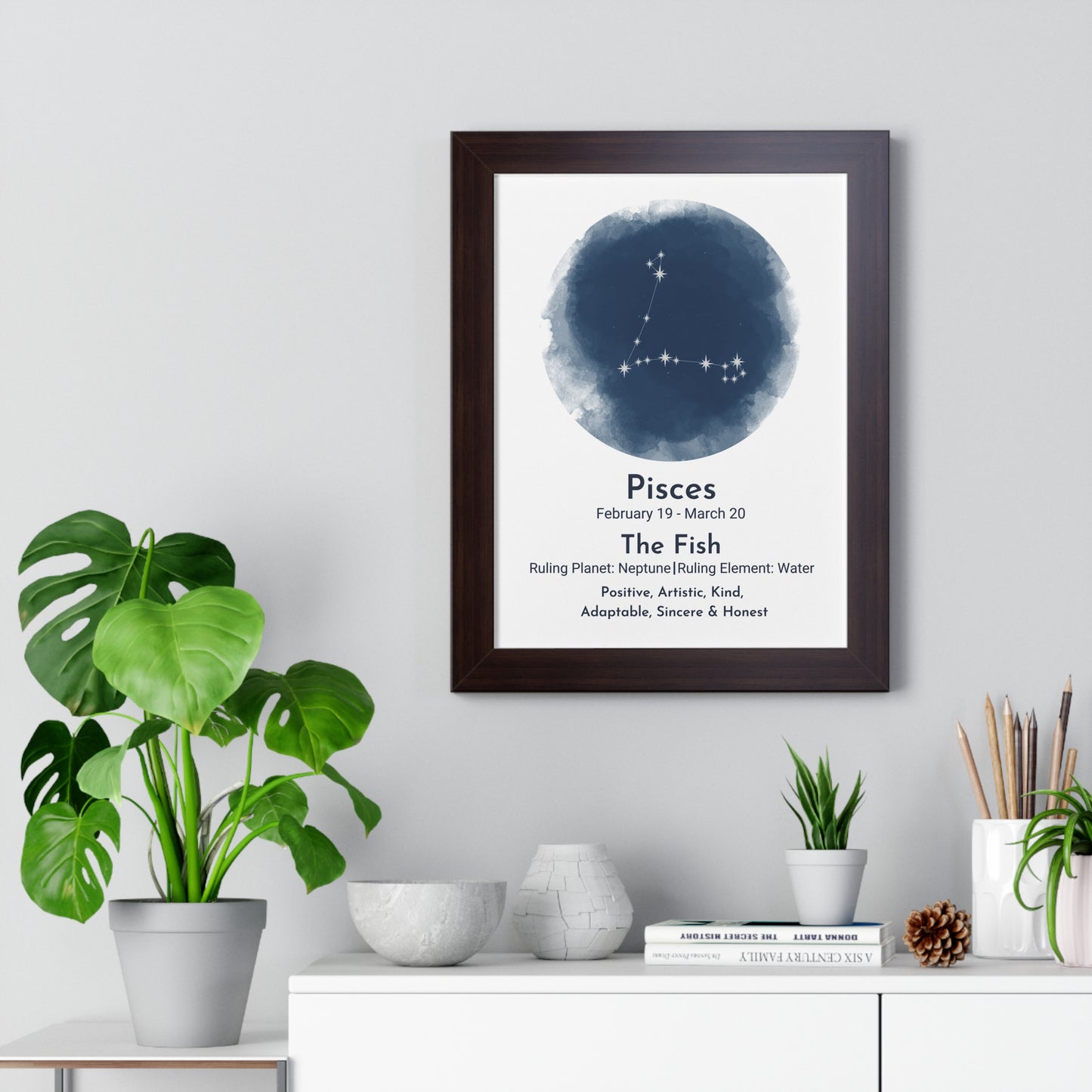 Copy of Copy of Pisces Blue Watercolor Framed Art