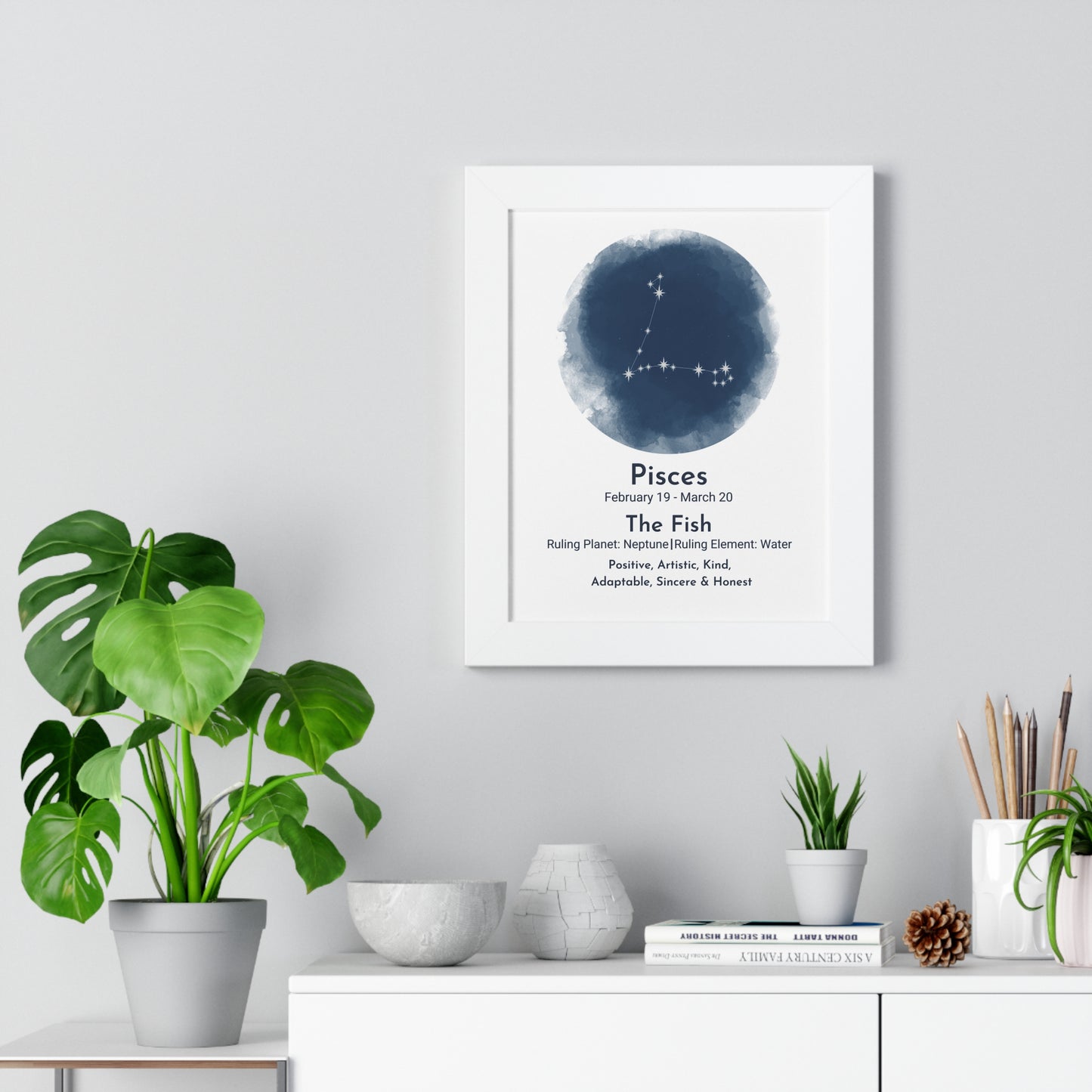 Copy of Copy of Pisces Blue Watercolor Framed Art