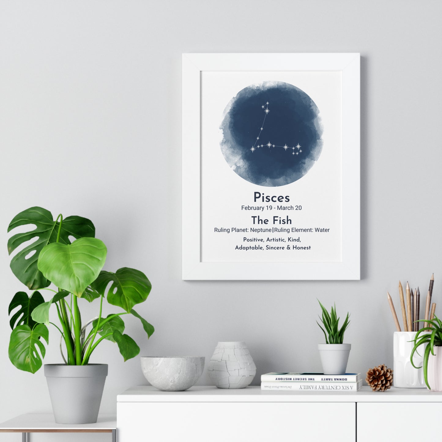 Copy of Pisces Blue Watercolor Framed Art