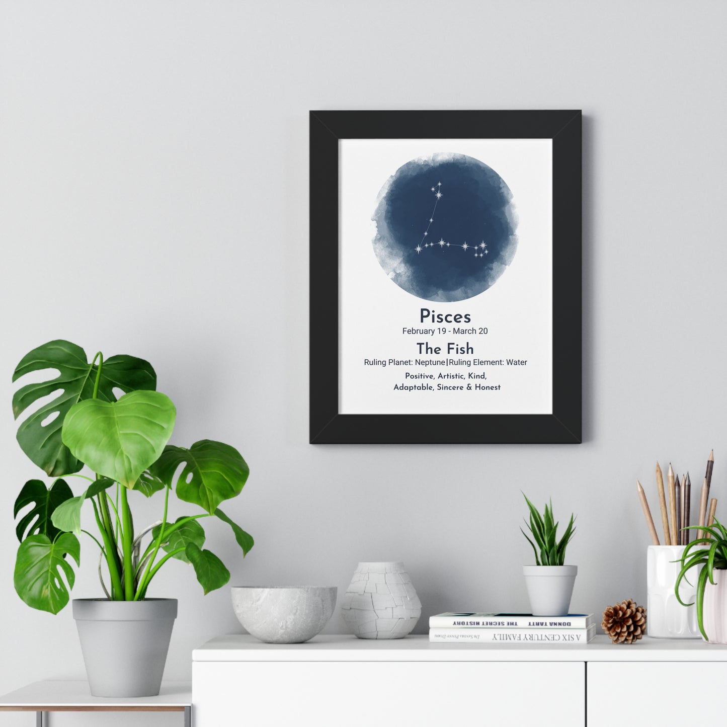 Copy of Pisces Blue Watercolor Framed Art