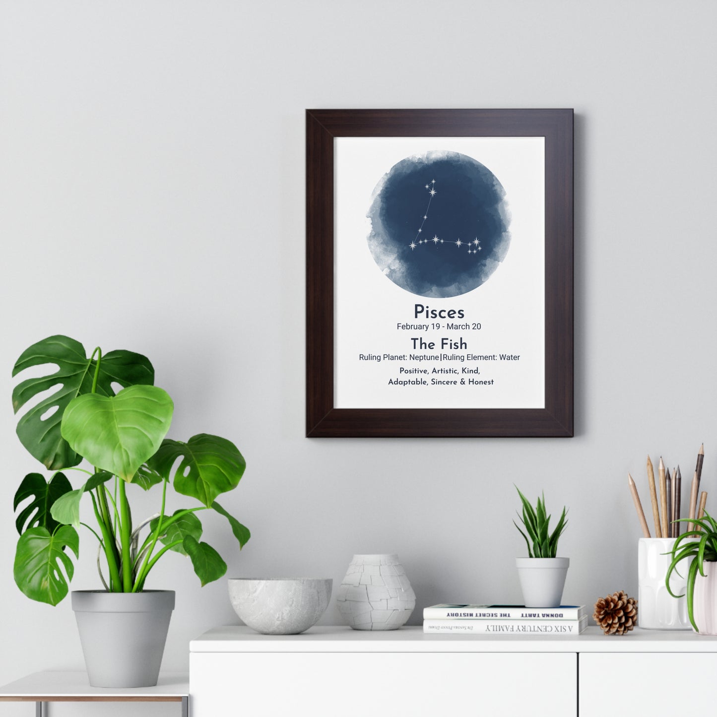 Copy of Copy of Pisces Blue Watercolor Framed Art