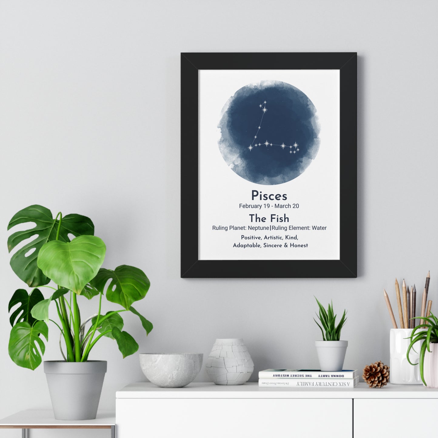 Copy of Copy of Pisces Blue Watercolor Framed Art