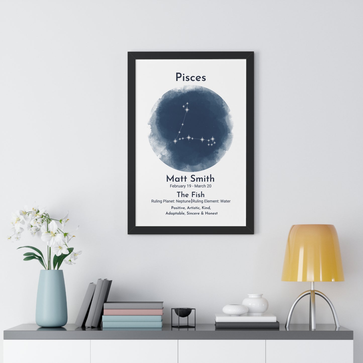 Copy of Copy of Pisces Blue Watercolor Framed Art