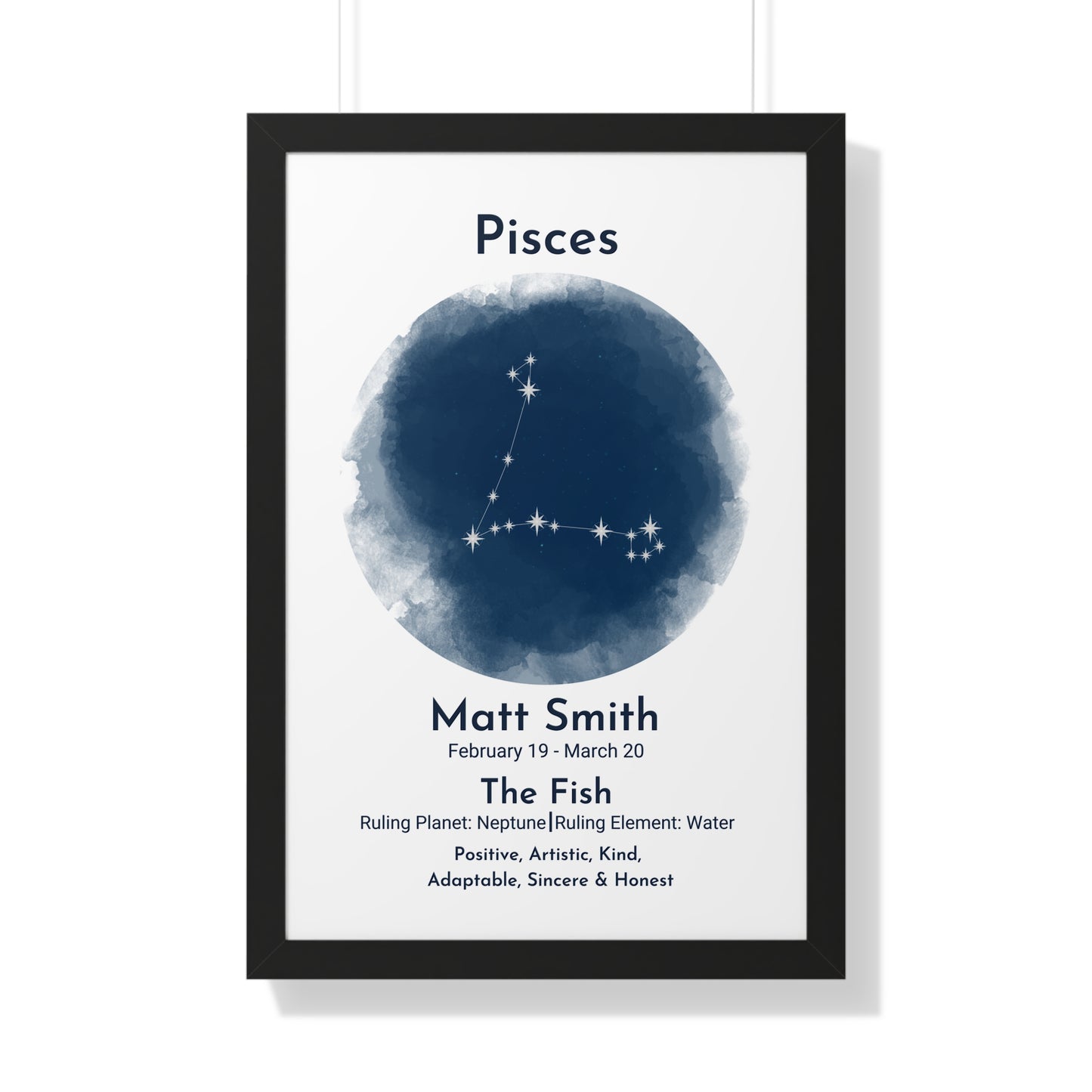 Copy of Pisces Blue Watercolor Framed Art